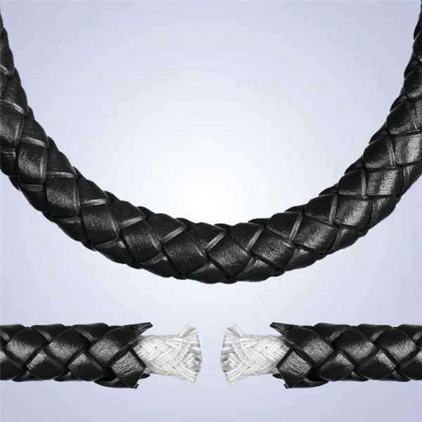 Bracelet Bouddha<br> Tête de Bouddha cuir véritable - Noir 3 / 17cm