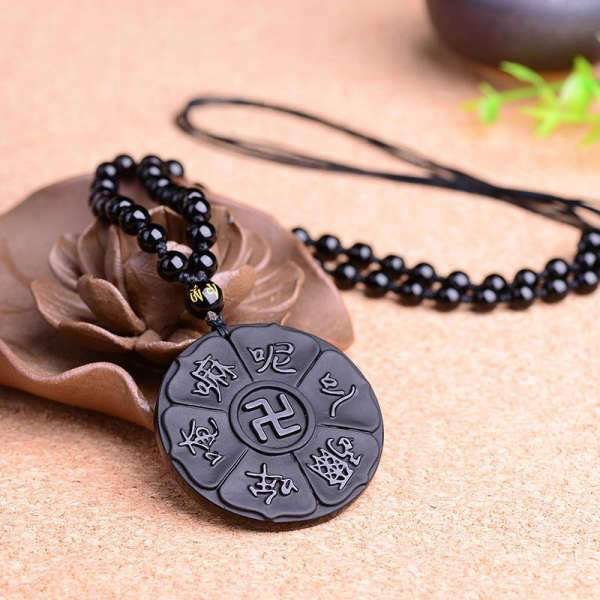 Pendentif Bouddha<br> Obsidienne Svastika Bouddhiste - [variant_title]
