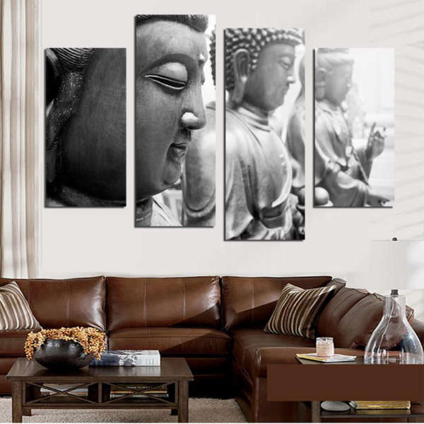 Tableau Bouddha<br> statues noir et blanc - [variant_title]