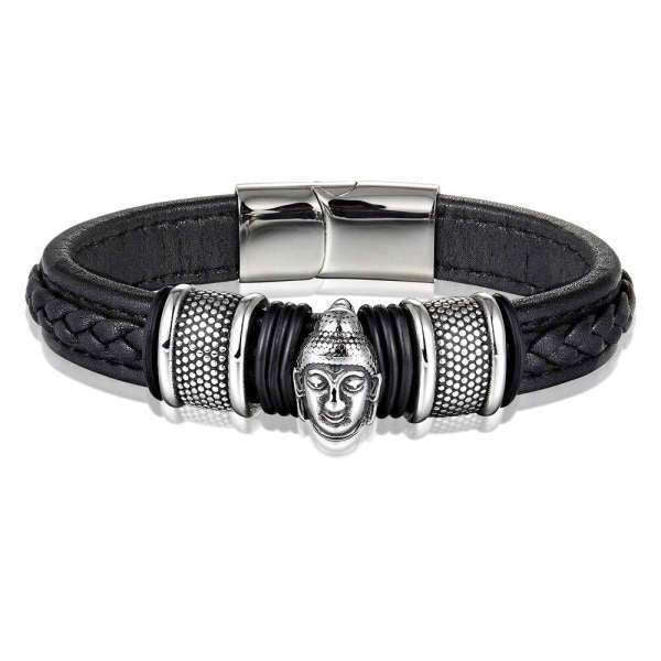 Bracelet Bouddha<br> Tête de Bouddha cuir - [variant_title]