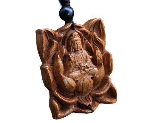 Pendentif Bouddha<br> Lotus Guanyin en Bois - [variant_title]