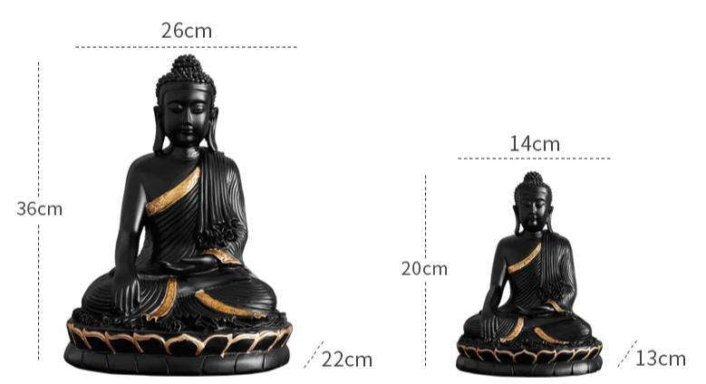 Statue Bouddha<br> Appel de la terre noir et or - [variant_title]