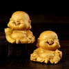 Statue Bouddha rieur<br> caricature bois - [variant_title]
