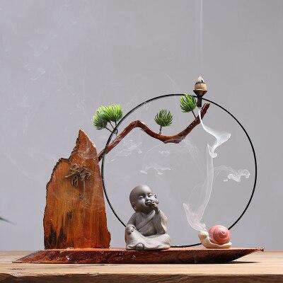 Porte Encens Bouddha<br> Caricature Bouddha Cercle Sacré - Gris