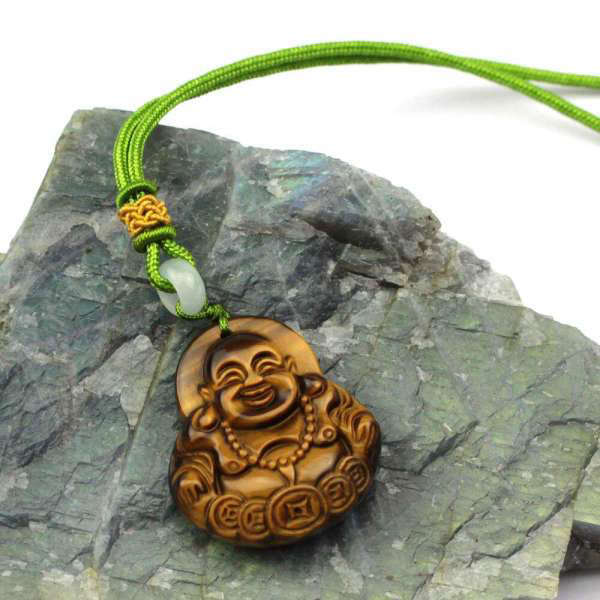 Pendentif Bouddha<br> Œil de Tigre Bouddha rieur - [variant_title]