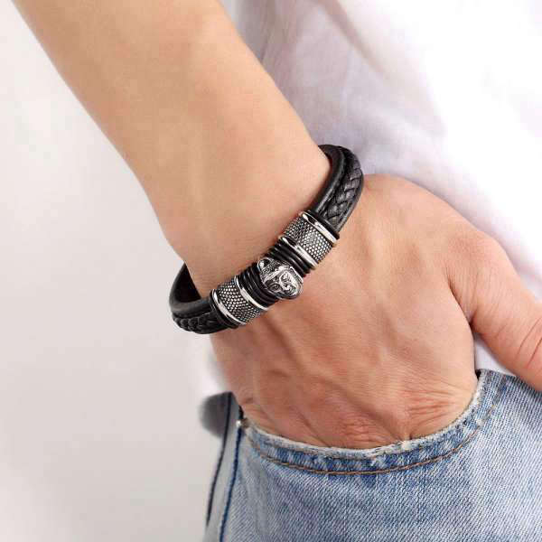 Bracelet Bouddha<br> Tête de Bouddha cuir - [variant_title]
