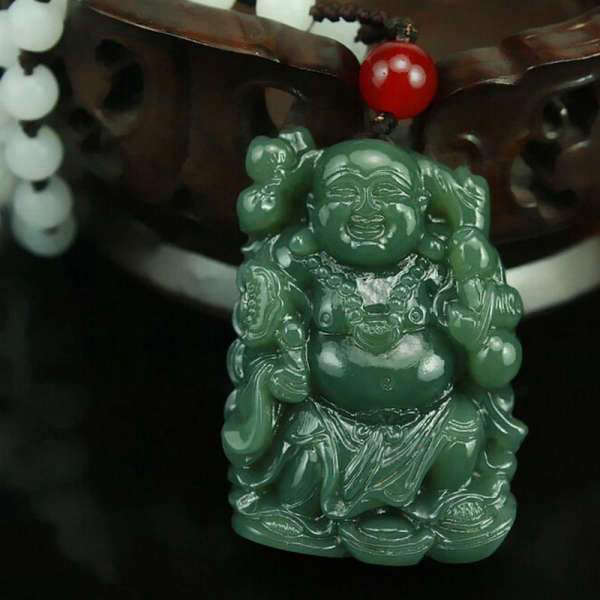 Pendentif Bouddha<br> Pierre de Jade Bouddha Rieur - [variant_title]