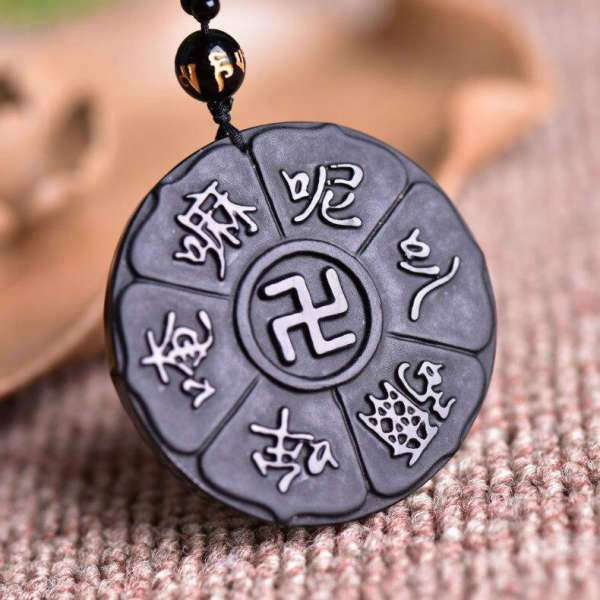 Pendentif Bouddha<br> Obsidienne Svastika Bouddhiste - [variant_title]
