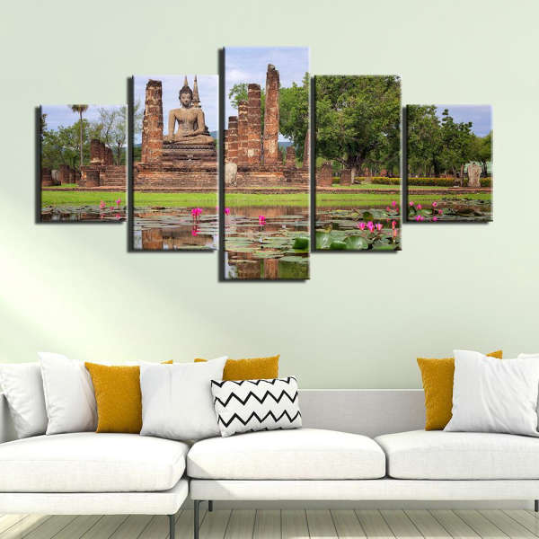 Tableau Bouddha<br> appel de la terre nénuphars - [variant_title]