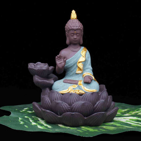 Porte Encens Bouddha<br> Bouddha Protecteur - Bleu Pâle