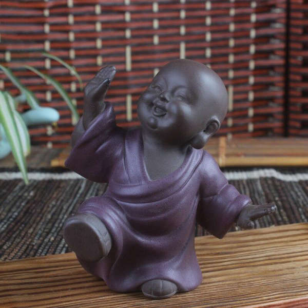 Statue Bouddha<br> Moine Bouddhiste dansant - Violet