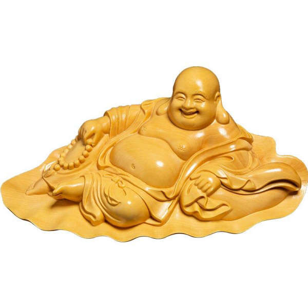Statue Bouddha<br> Bouddha rieur couché bois - [variant_title]