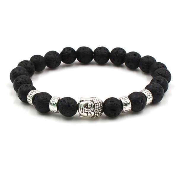 Bracelet Bouddha<br> Pierre de Lave - Ténèbre