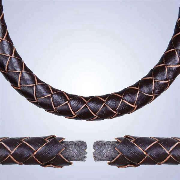 Bracelet Bouddha<br> Tête de Bouddha cuir véritable - Brun / 17cm