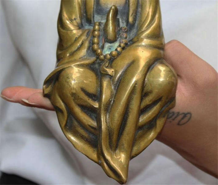 Statue Bouddha<br> Moine Bouddhiste assis Cuivre - [variant_title]