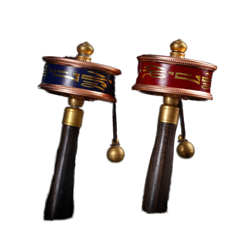 Tibetan prayer wheel in copper six syllables
