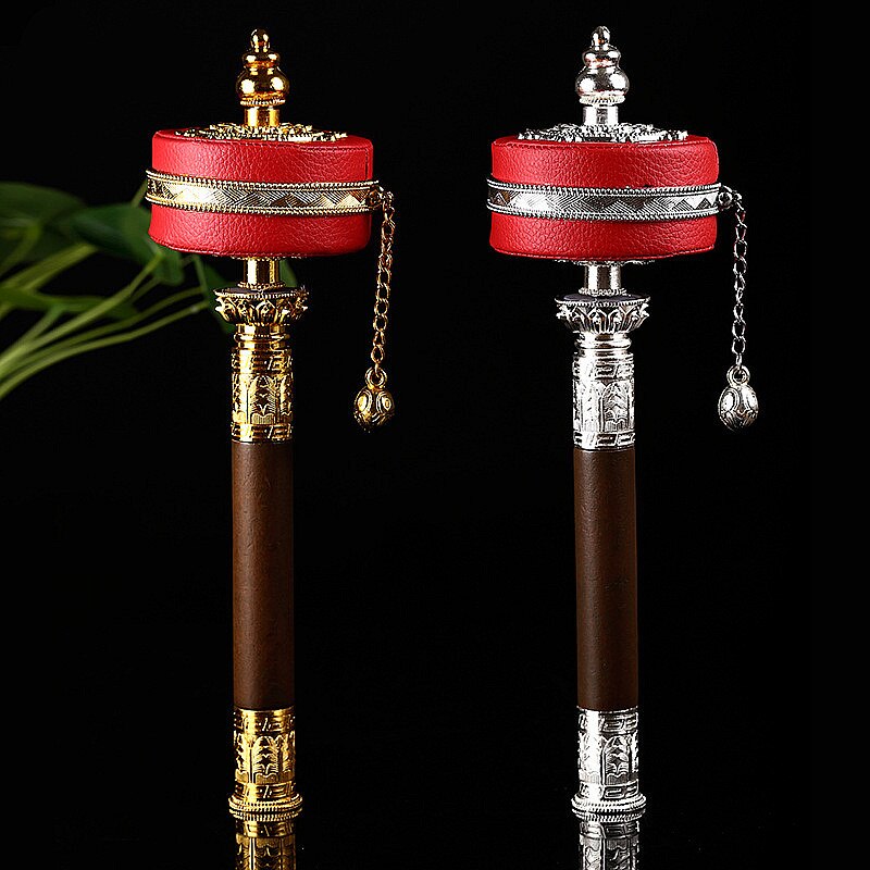 Prayer wheel <br> Buddhist six syllables leather