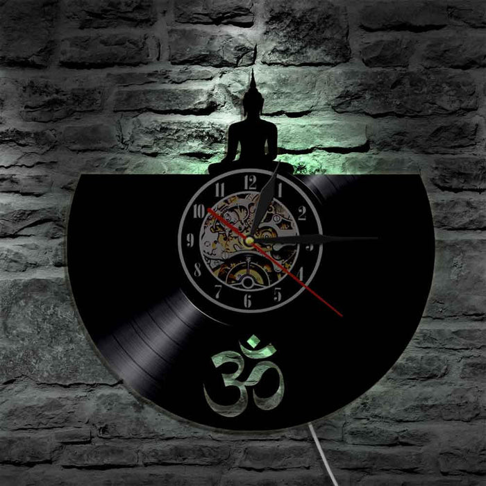 Buddha clock on vinyl