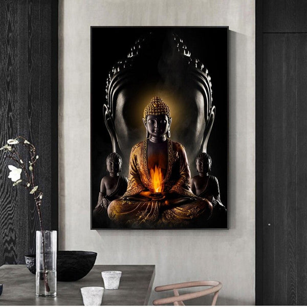 Tableau Mural Toile Intissé Impression Bouddha - Référence H-C-0043-b-n - Neuf