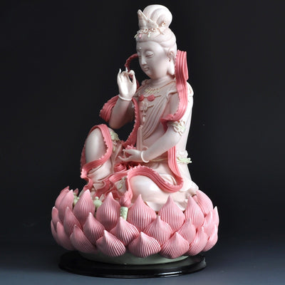 Buddhism Decorative Ceramic Statue of the Guanyin Sitting On Lotus Goddess of Mercy Buddha Sculpture Porcelain Guan yin - [variant_title]