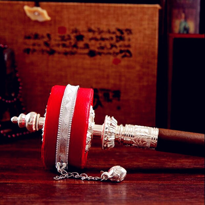 Prayer wheel in Tibet leather six syllables