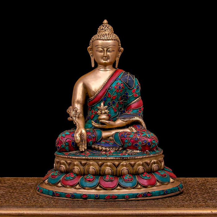 Statue Bouddha Médecine en laiton (Grande)