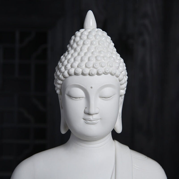 Statue Bouddha Sakyamuni blanc tete
