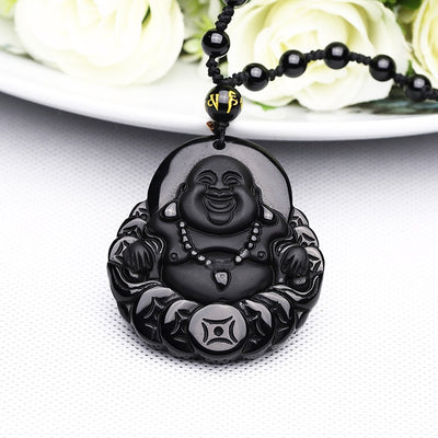 Buddha Pendant <br> Obsidian Wealth