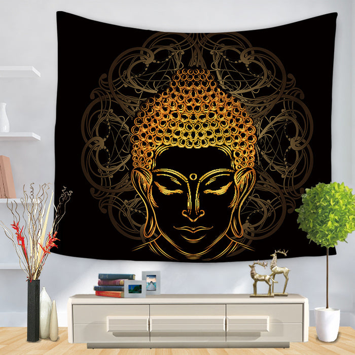 Buddha hanging <br> Head black background