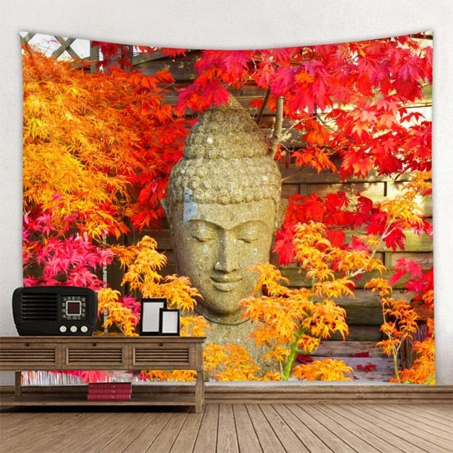 Tenture Bouddha <br> feuilles