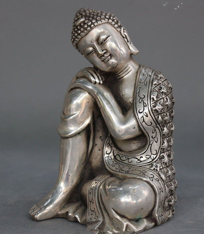 Statue Bouddha Argent du Tibet