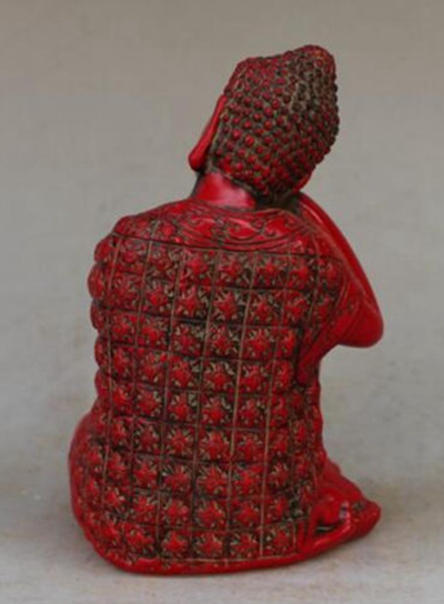 Statue Bouddha Résine Rouge