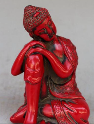 Statue Bouddha Résine Rouge