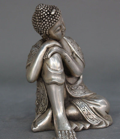 Statue Bouddha Argent du Tibet