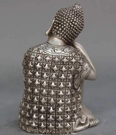 Statue Bouddha Argent du Tibet