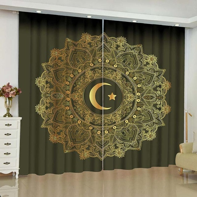 Starry Crescent Buddha Shower Curtain