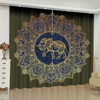 Curtain Buddha and elephant