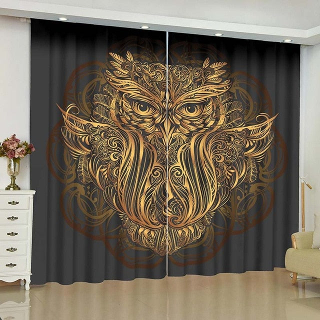 Buddha curtain and majestic owl