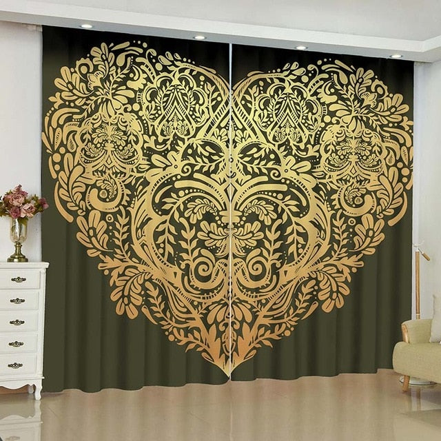 Buddha curtain with gold heart