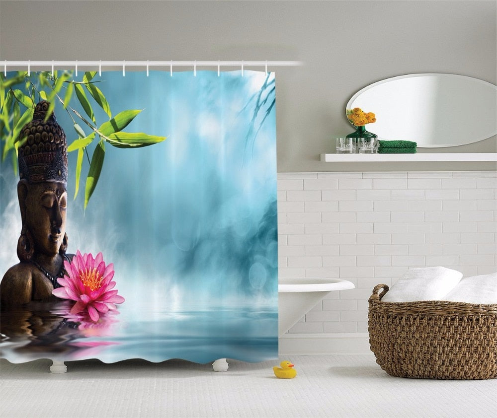 Buddha Shower Curtain in wood flower Univers Bouddha