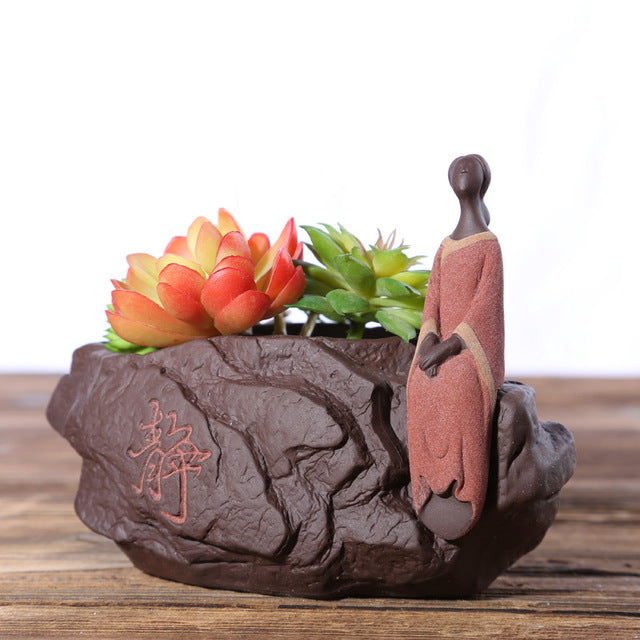 Pot de fleur Bouddha <br> en Céramique