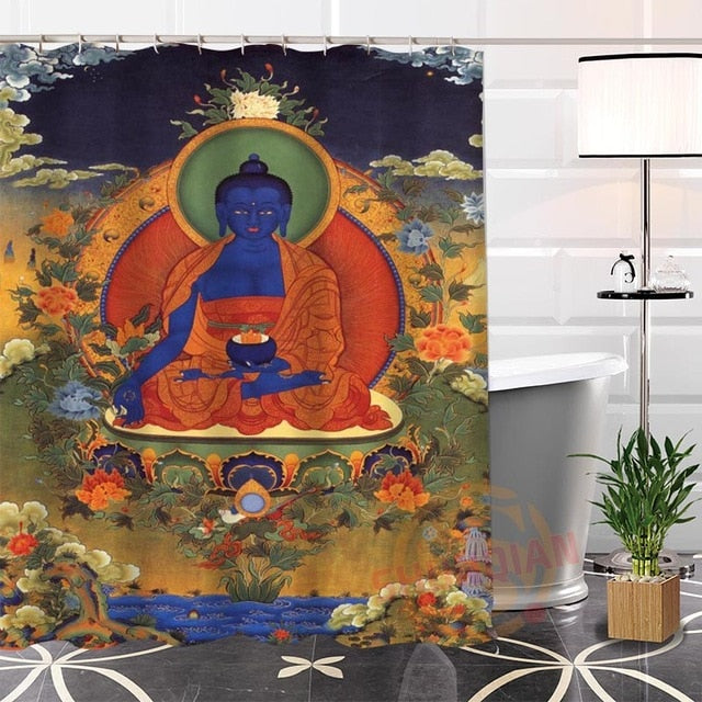 Buddha Shower Curtain <br> blue