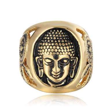 Bague Bouddha<br> Tête du Bouddha gravé Or ou Argent - [variant_title]