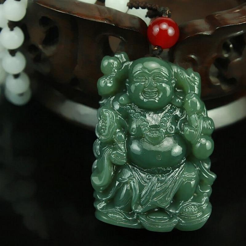 Pendentif Bouddha<br> Pierre de Jade Bouddha Rieur - Univers Bouddha
