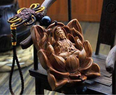 Pendentif Bouddha<br> Lotus Guanyin en Bois - [variant_title]