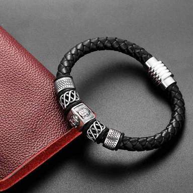 Bracelet Bouddha<br> Tête de Bouddha cuir véritable - [variant_title]