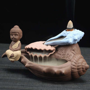 Porte Encens Bouddha méditation coquillage | Univers Bouddha