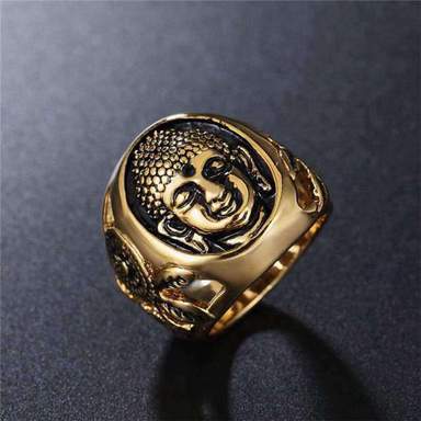 Bague Bouddha<br> Tête du Bouddha gravé Or ou Argent - [variant_title]
