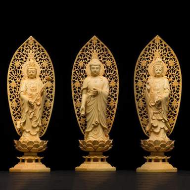 Statue Bouddha<br> AMITABHA debout bois - [variant_title]