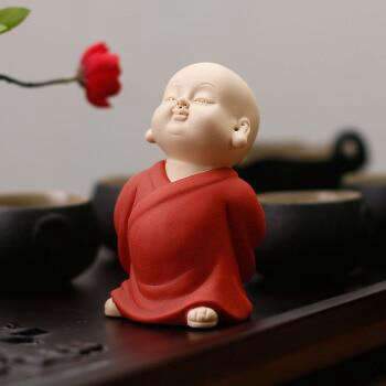Statue Bouddha rieur<br> Caricature coloré - Rouge